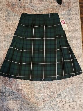 A+ Ellen Green and Black Plaid Pleated Skirt